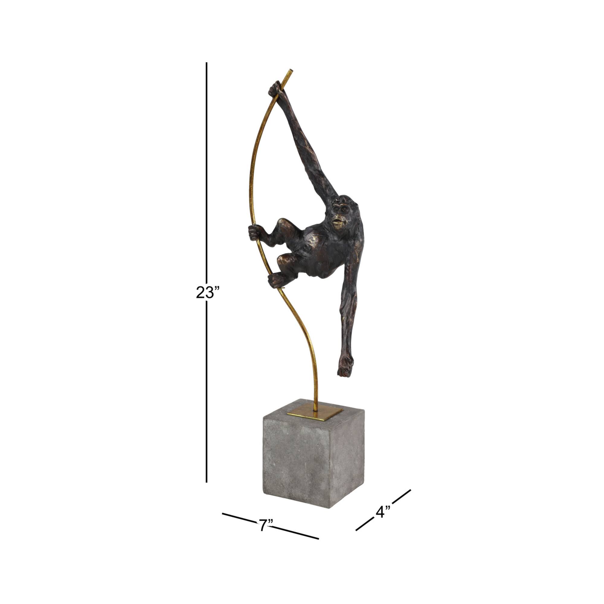 Black Resin Modern Sculpture, Monkey 23" x 7" x 5"
